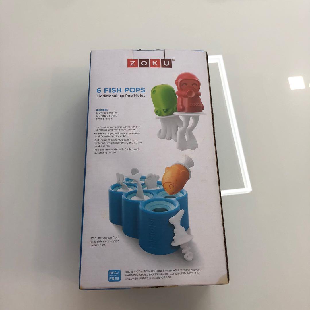 Brand New Zoku Set of 6 Fish Shaped Traditional Ice Pop Popsicle Lollipop  Molds