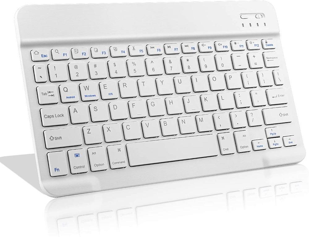 Fire HD 10 Wireless Keyboard,Universal Slim Portable Bluetooth Keyboard Compatible with  Fire HD 10 Keyboard with Built in Rechargeable Battery,White 