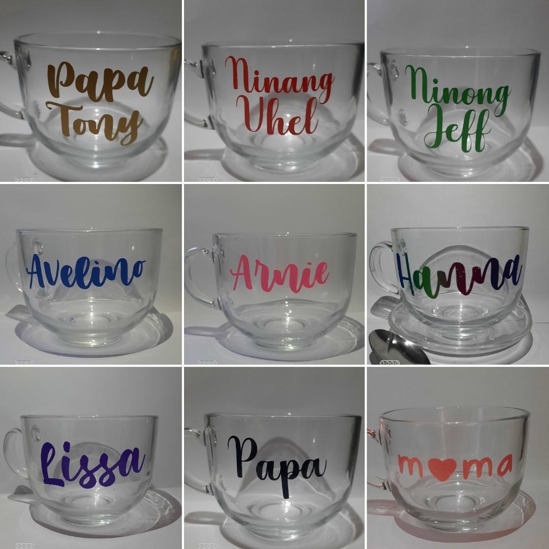 440ml Personalized Clear Coffee Mugs Souvenirs (Category: Other Kitchenware & Tableware) located in Pasig City. Submitted by eoiaeeo (Listing ID 1155740183, Image 1). Description: 440ml personalized clear coffee mugs @ 150php each Inclusions: - prints on mugs - individual packaging (box) - personalized message tags/thank you stickers - add 3php for ribbons No minimum order required Discount available for bulk orders Free delivery for orders worth