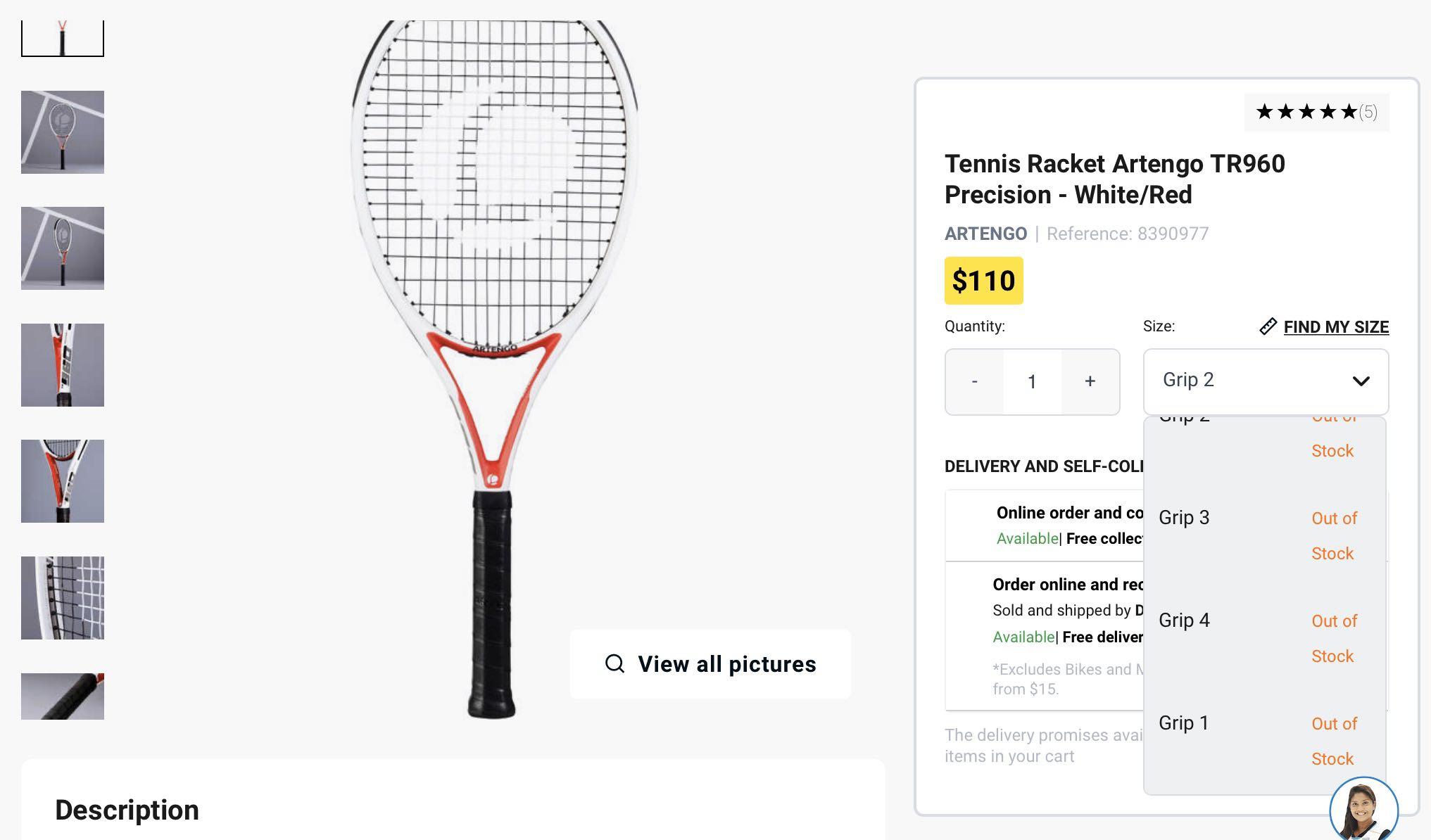 Price Drop! Artengo TR 960 Tennis Racket Decathlon with original grip ...