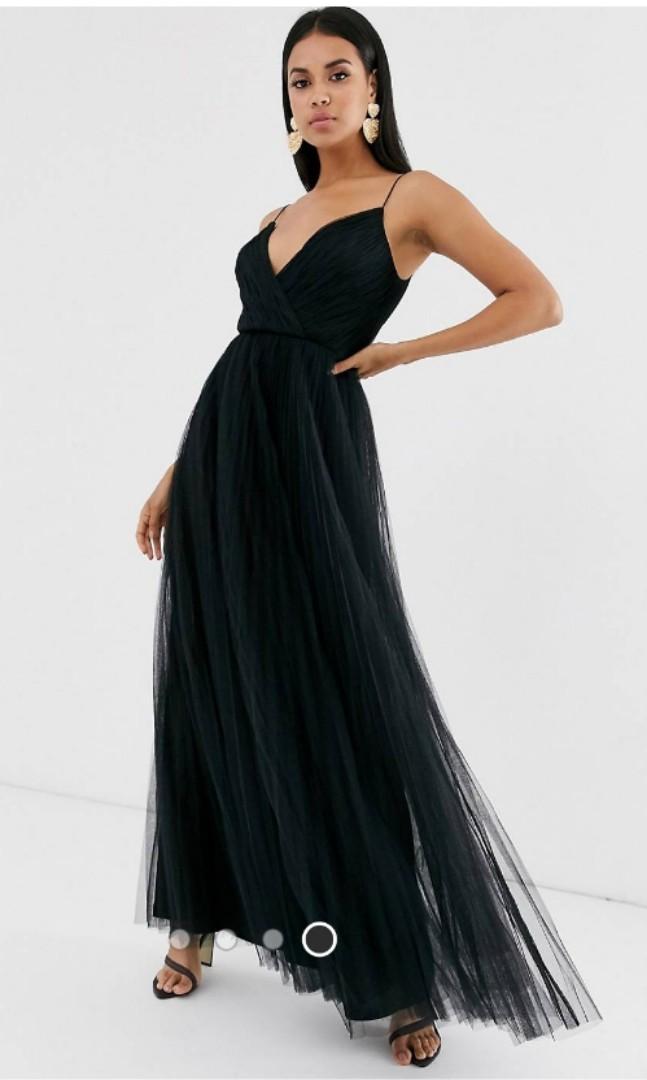 Asos design tall cami shop pleated tulle maxi dress