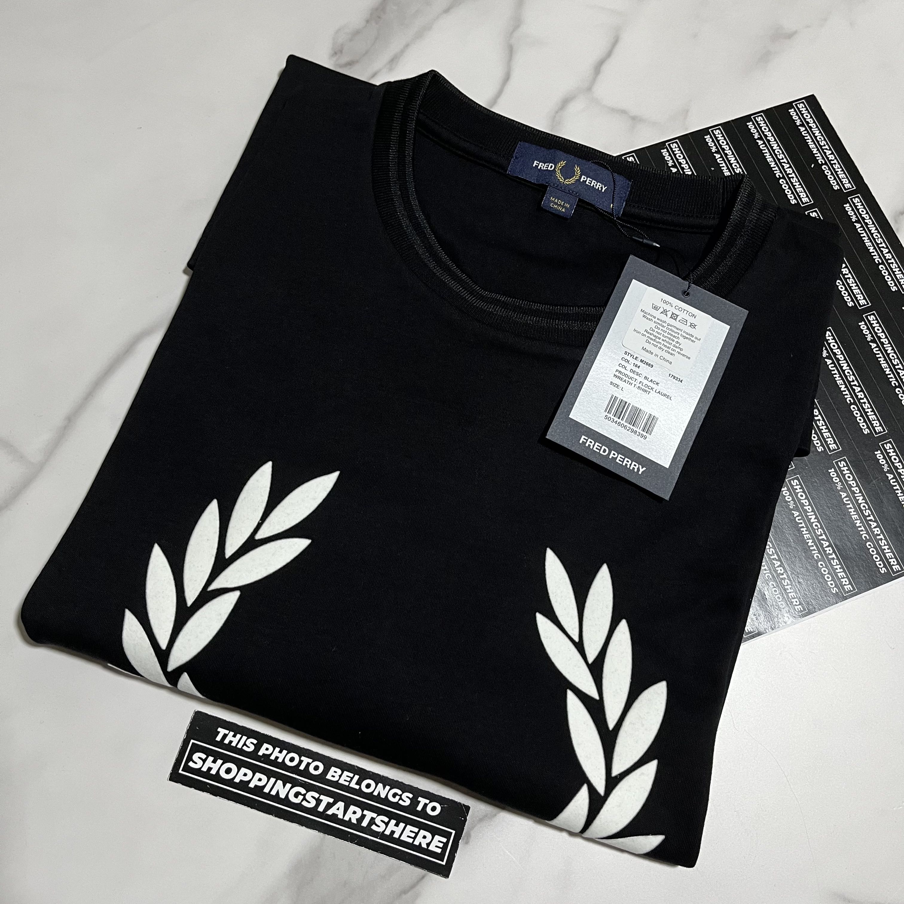 🇸🇬Authentic] Fred Perry T-shirt Flock Laurel Wreath T-Shirt 