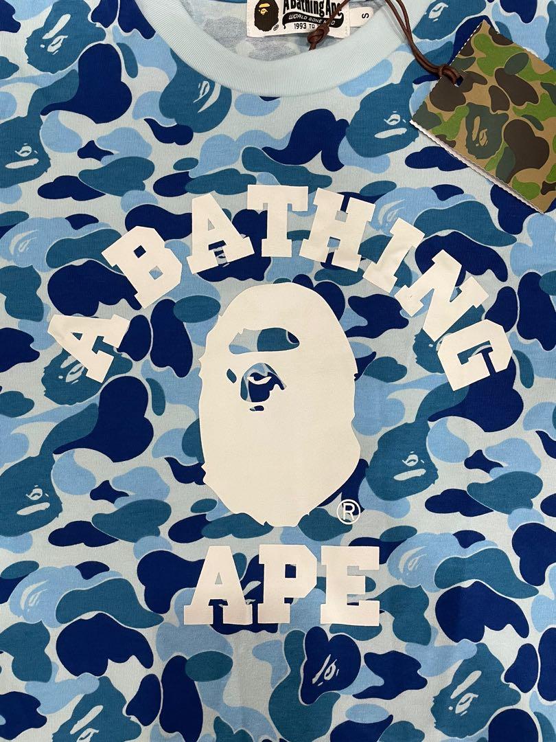 Blue camo bape cheap shirt