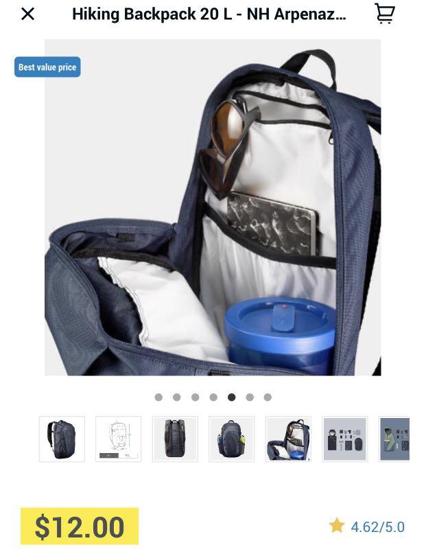 DECATHLON QUECHUA 20L Hiking Backpack Air Cooling Black for sale online |  eBay