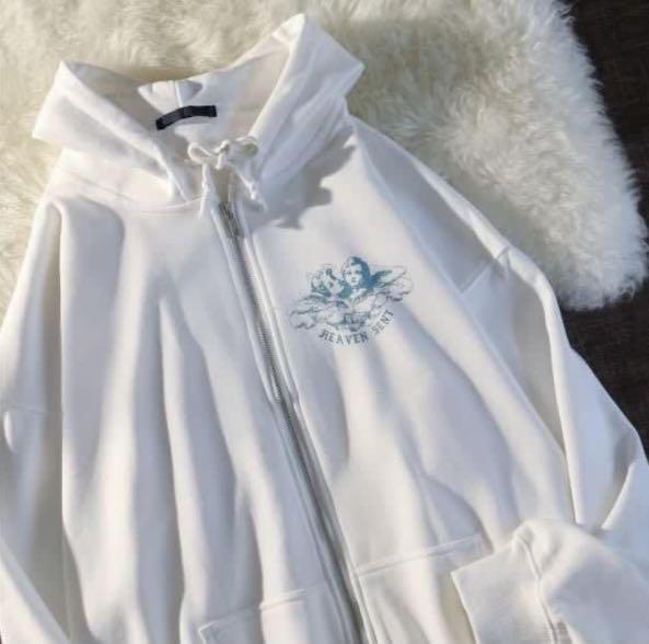 brandy melville white heaven sent carla oversized jacket Women s Fashion Tops Longsleeves on Carousell