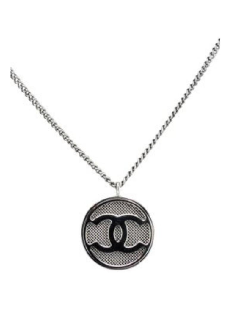 White and Gold Chanel Button Pendant
