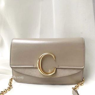 已面交售出❤️）限時降價！九成新✨Chloe clutch C bag 大象灰斜背包 灰色 鏈條包🤍免稅店購入
