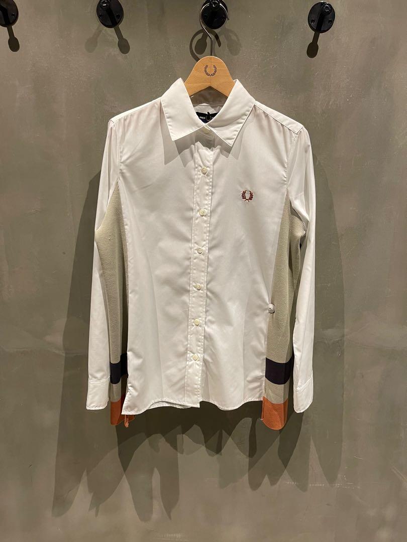 FRED PERRY 2022 春夏新品女裝日本KNIT PANELLING LONG SLEEVE SHIRT