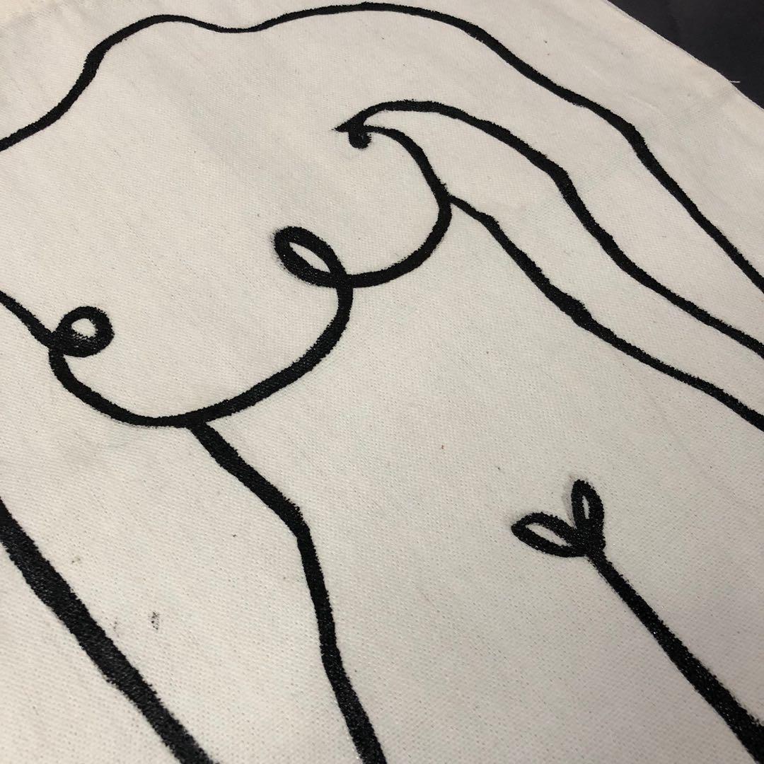 Handpainted Line Art Tote Bag, Women's Fashion, Bags & Wallets, Tote