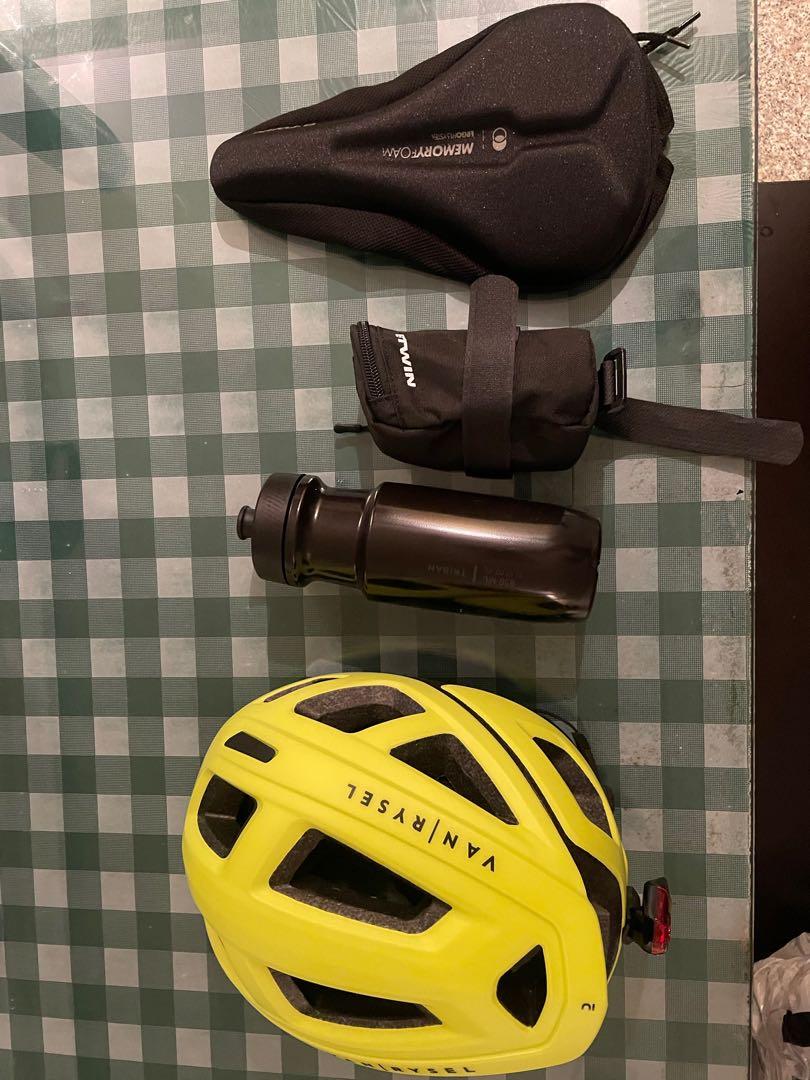 Helmet with light sipper btwin pouch Sports Equipment Bicycles Parts Parts Accessories on Carousell