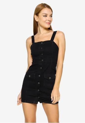 H&m black dungaree sales dress