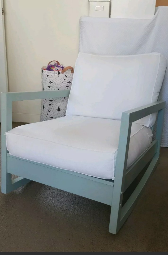 Ikea rocking chair Lillberg, mint green (painted), Furniture & Home