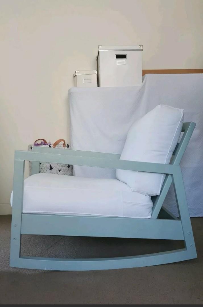 Ikea rocking chair Lillberg, mint green (painted), Furniture & Home