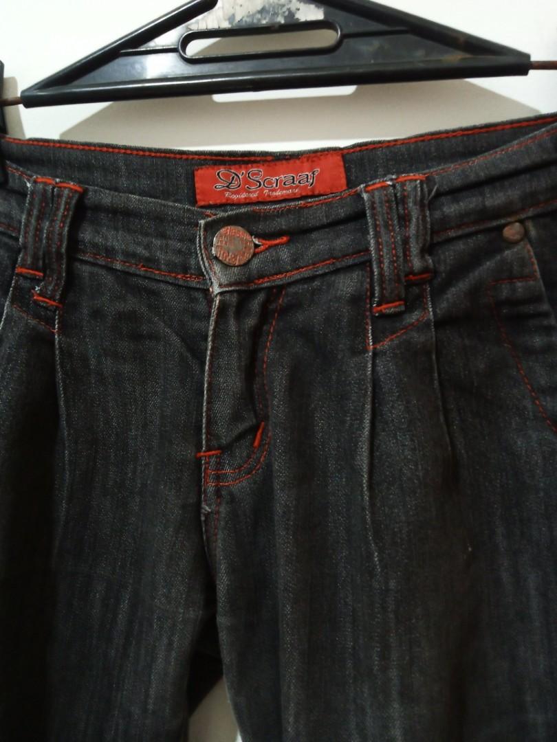 Jeans pencil jumbo dark gray benang 
