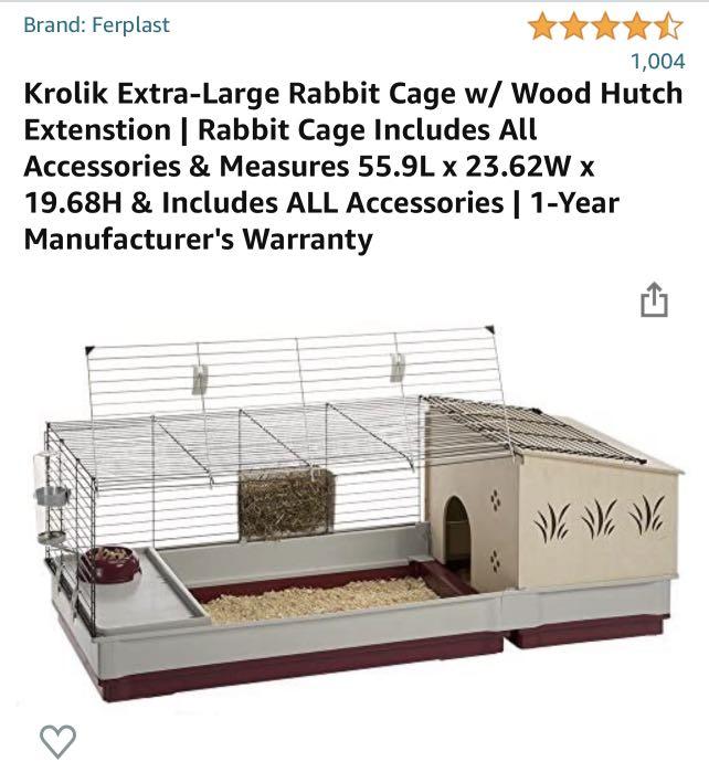 Krolik extra large rabbit/guinea pig cage with wooden hut extension