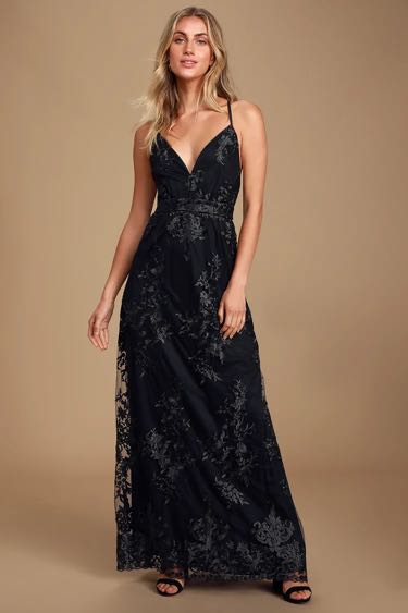 Lulus Happiness Begins Black Embroidered Sleeveless Maxi Dress
