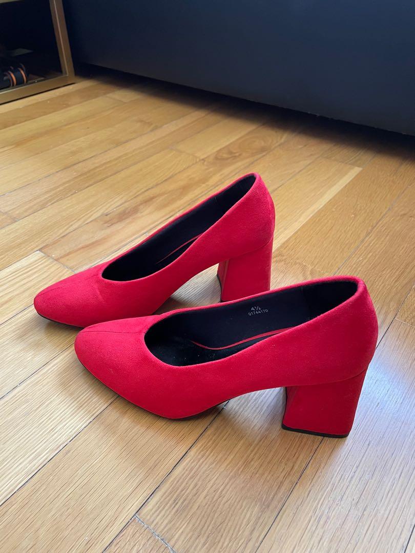 Red suede shoes top womens