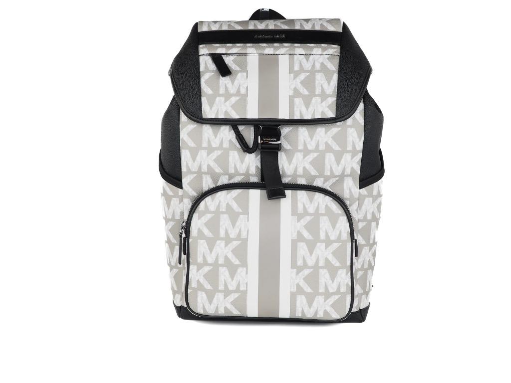 NWT $298 MICHAEL KORS CINDY LARGE GRAPHIC LOGO BACKPACK OPTICWHT/BLK
