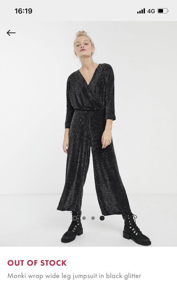 Monki Black Glitter Jumpsuit