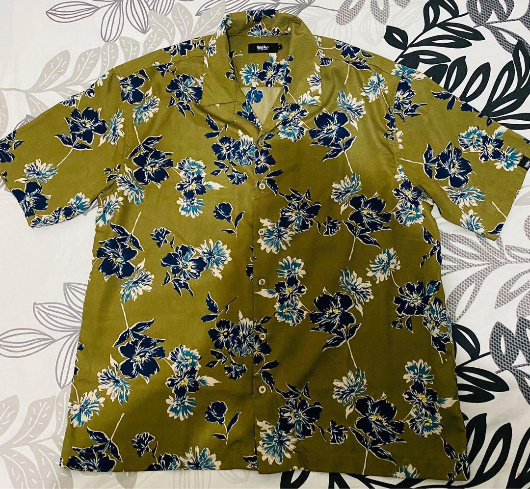 Mossimo Floral Oversized Khaki Shirt, Men's Fashion, Tops & Sets