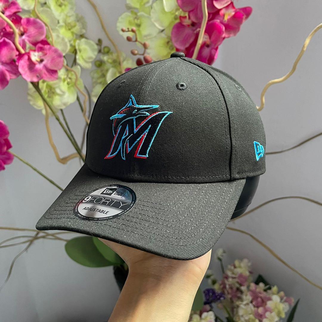 Miami Marlins MLB New Era Mens Baseball Cap Hat Black Logo Fitted Cotton  XXL New 