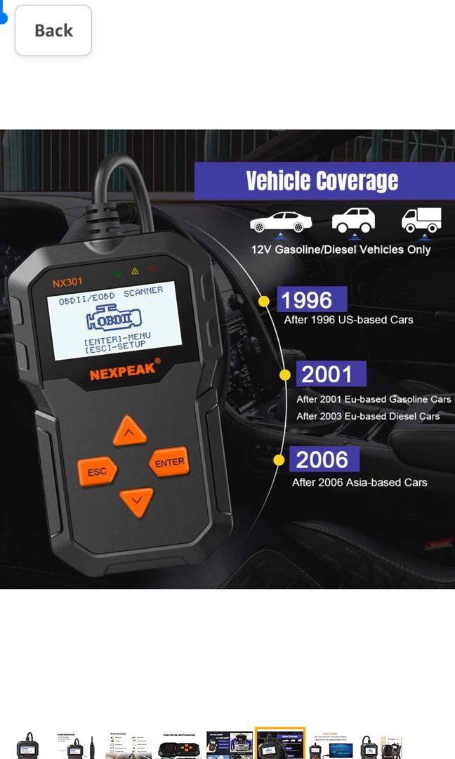 NEXPEAK NX301 OBD2 Scanner, Enhanced Car Code Reader, Universal OBD II ...