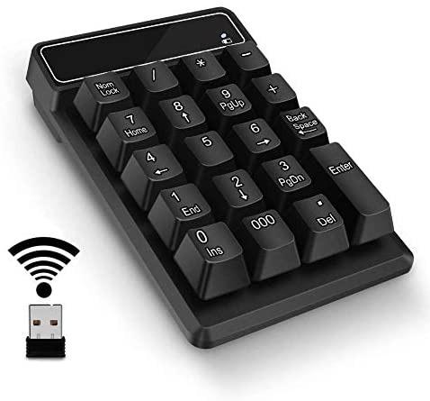 Black Keypad only Onlywe 2.4G Wireless Number Pad,Portable Cute 18-Round Key Keypad Financial Accounting Numeric Keypad Keyboard for Laptop,PC,Desktop,Notebook,etc with USB Receiver