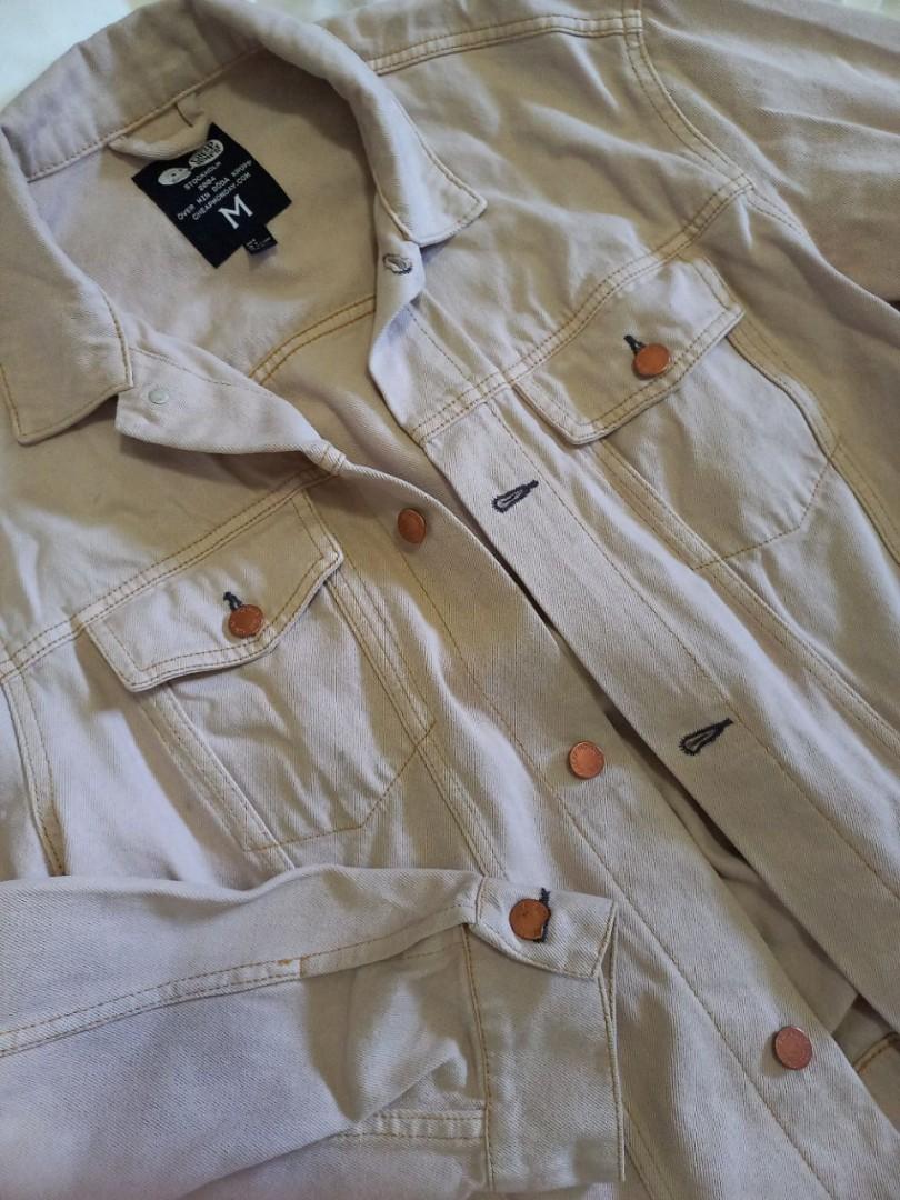 Original Cheap Monday Upsize Denim Jacket Off Pink unisex Fesyen Wanita Pakaian Wanita Baju Luaran di Carousell