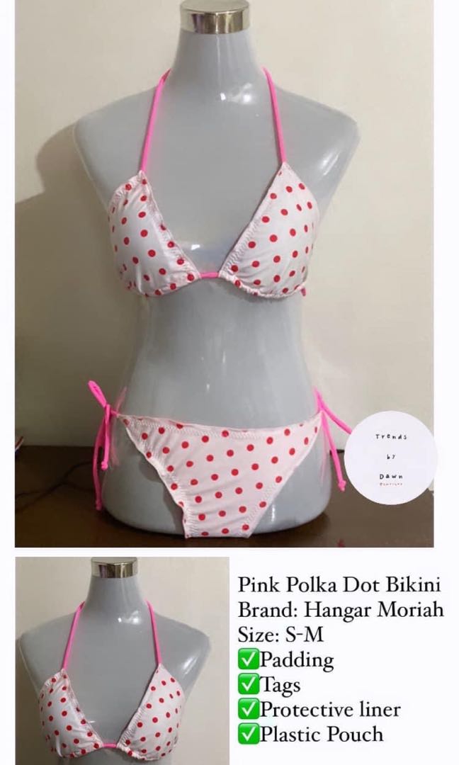 Pink bikini with white polka dots new arrivals