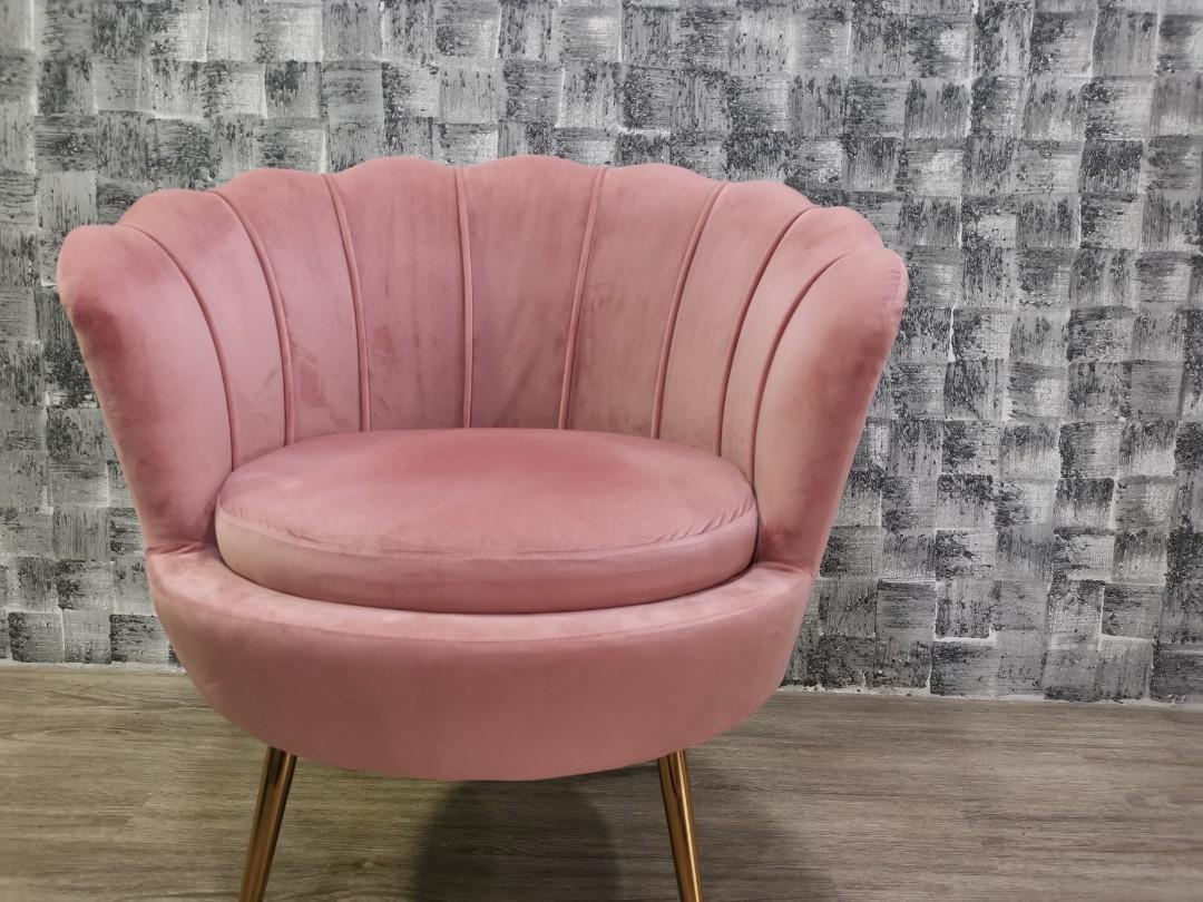 Pink top suede armchair
