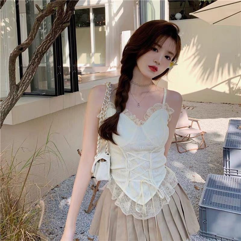 [PLUS] SOMMER Cropped Lace Padded Bustier Corset Style Top
