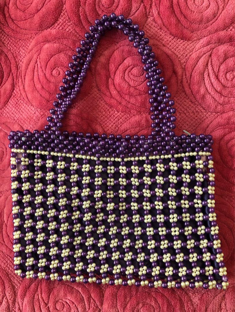 Purple beaded bag store