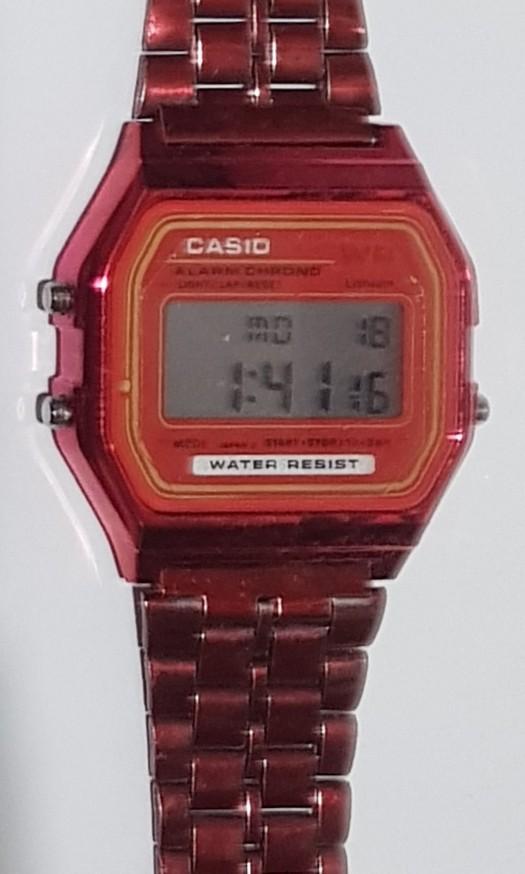 Red metal watch on sale