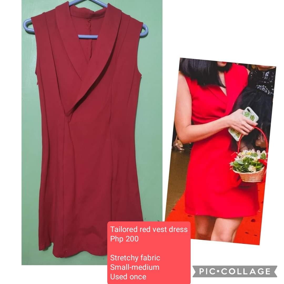 Red vest semiformal dress, Women's Fashion, Dresses & Sets, Dresses on