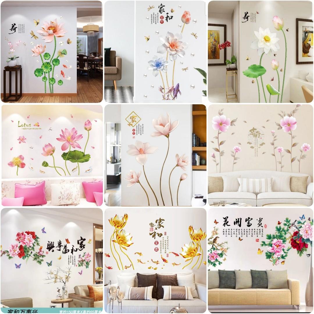 Romantic Sakura peach blossom wall stickers decoration warm living room