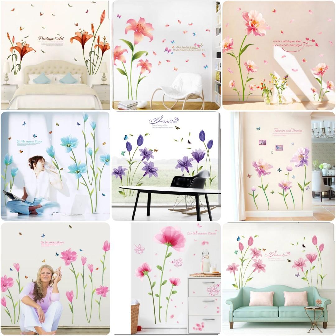 Romantic Sakura peach blossom wall stickers decoration warm living room