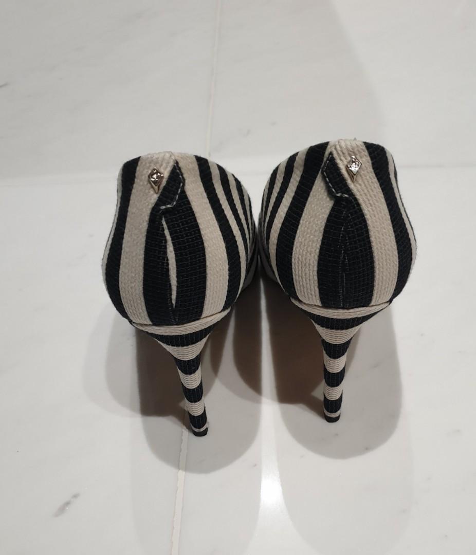 Sam Edelman striped canvas Hazel pointed toe heels 3.75