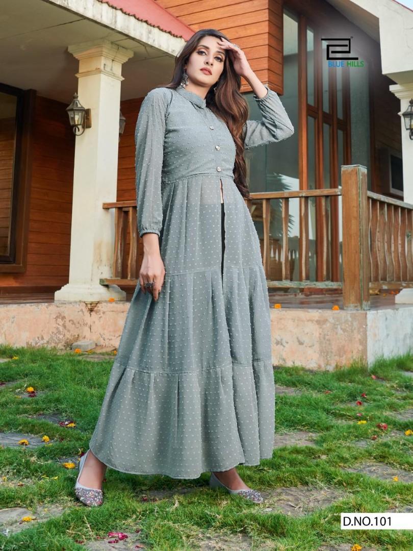 Georgette long frock designs shop