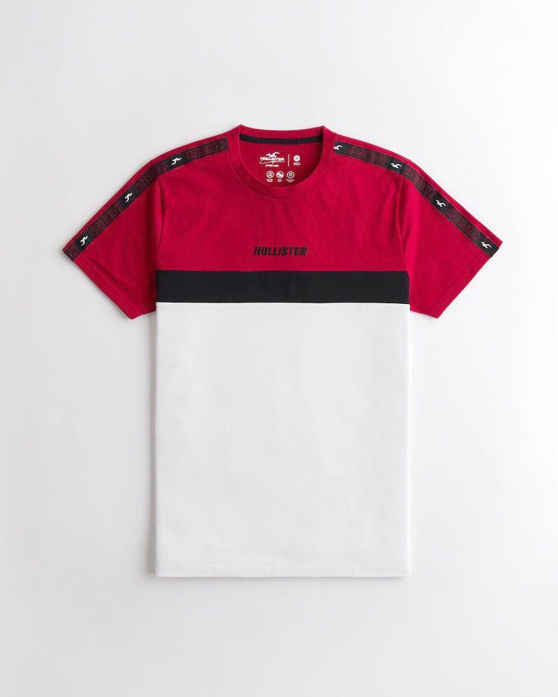 red and white graphic tee men