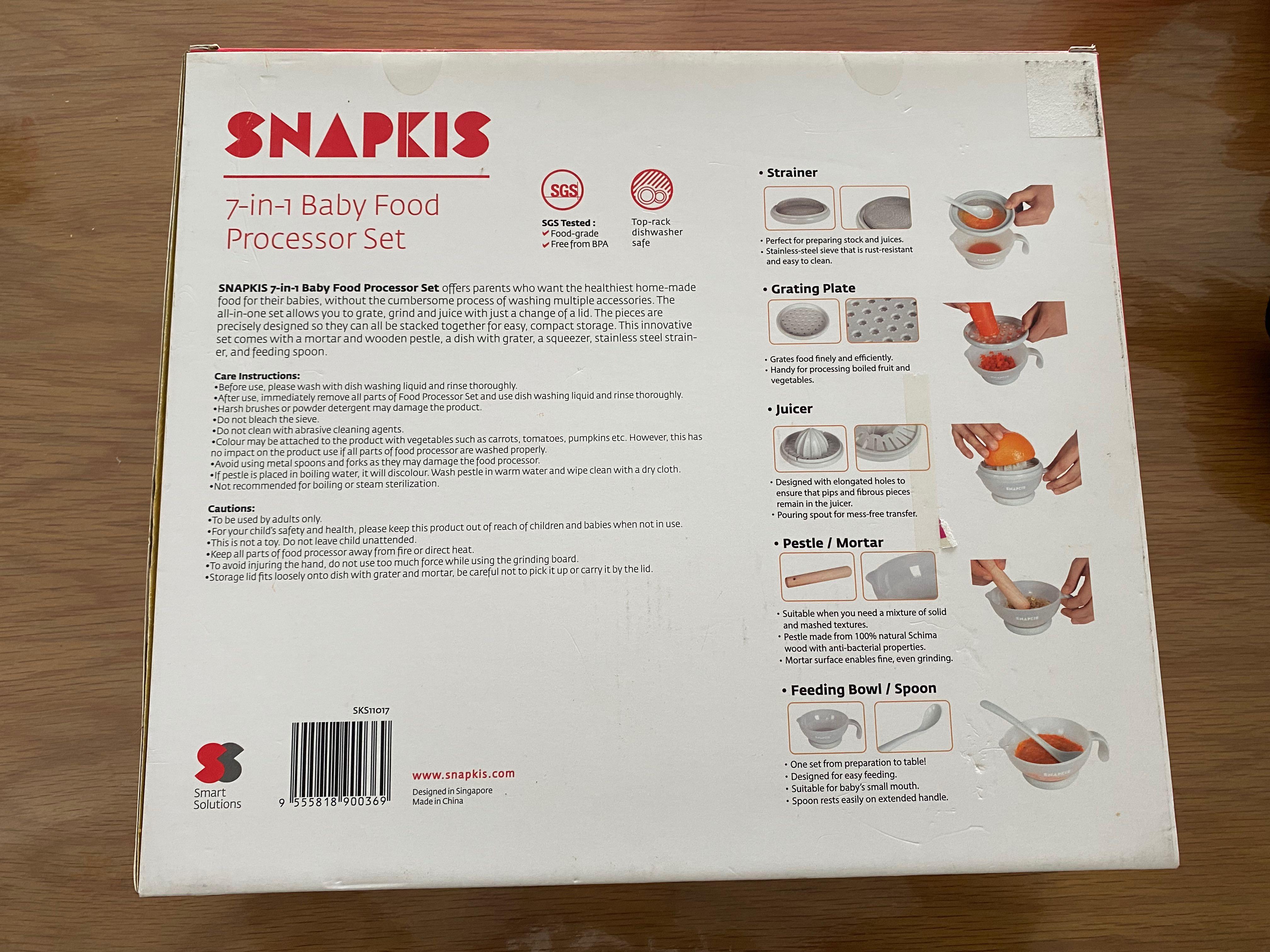 Snapkis 7 in 1 baby food processor set, Babies & Kids, Nursing & Feeding, Weaning & Toddler