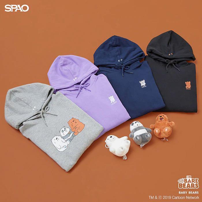 SPAO we bare bears (wbb) hoodie (navy), Women's Fashion, Tops