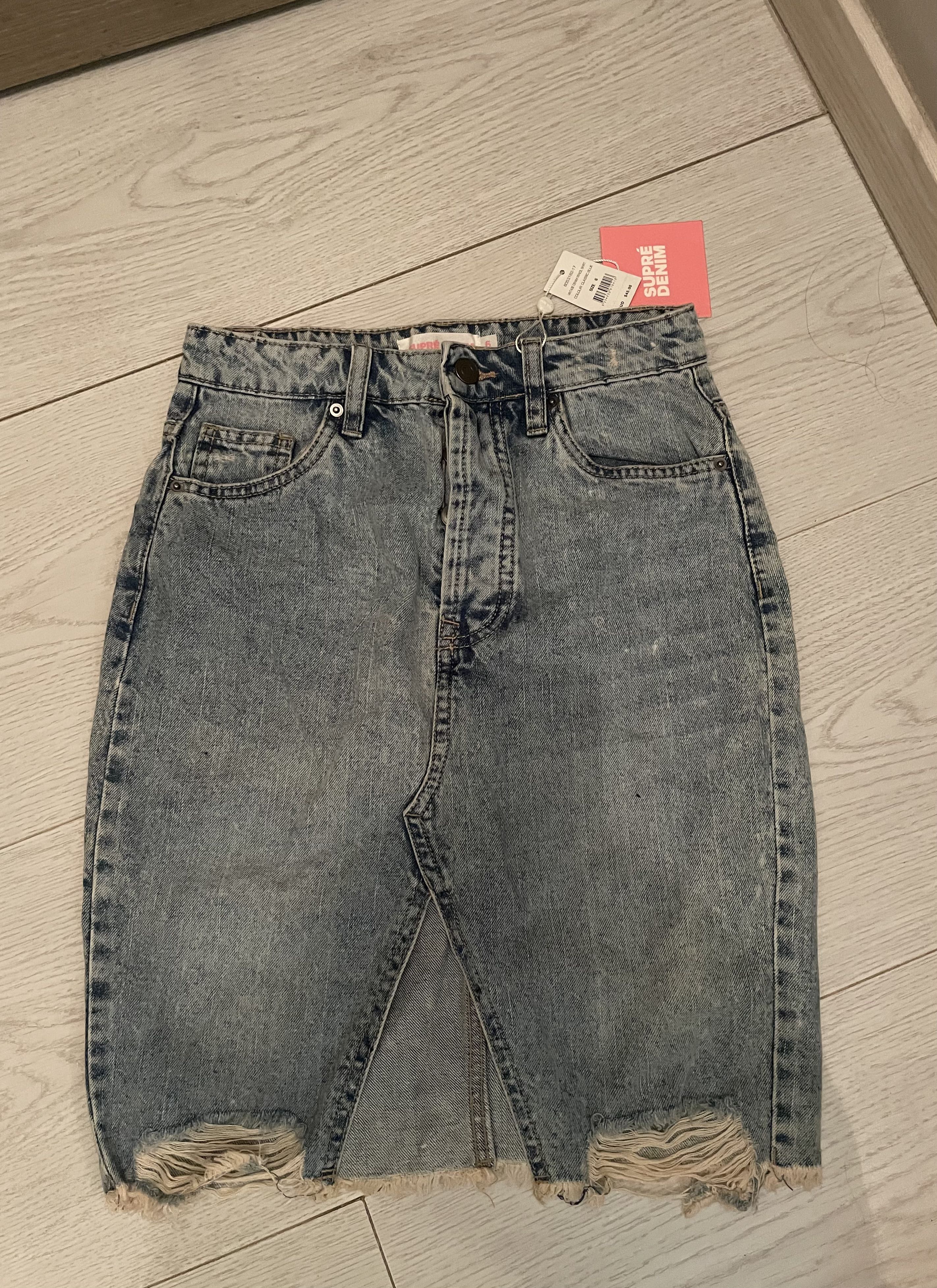 Supre ripped denim skirt sale