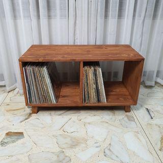 Turntable Vinyl Record Shelf Console Storage Custom Wood Plaka Amplifier Table Stand Crate Rack