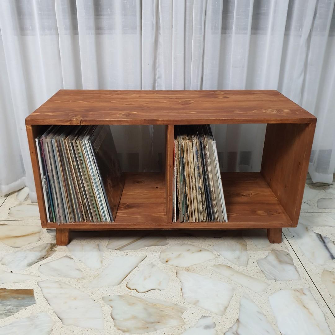 Turntable Vinyl Record Shelf Console Storage Custom Wood Plaka