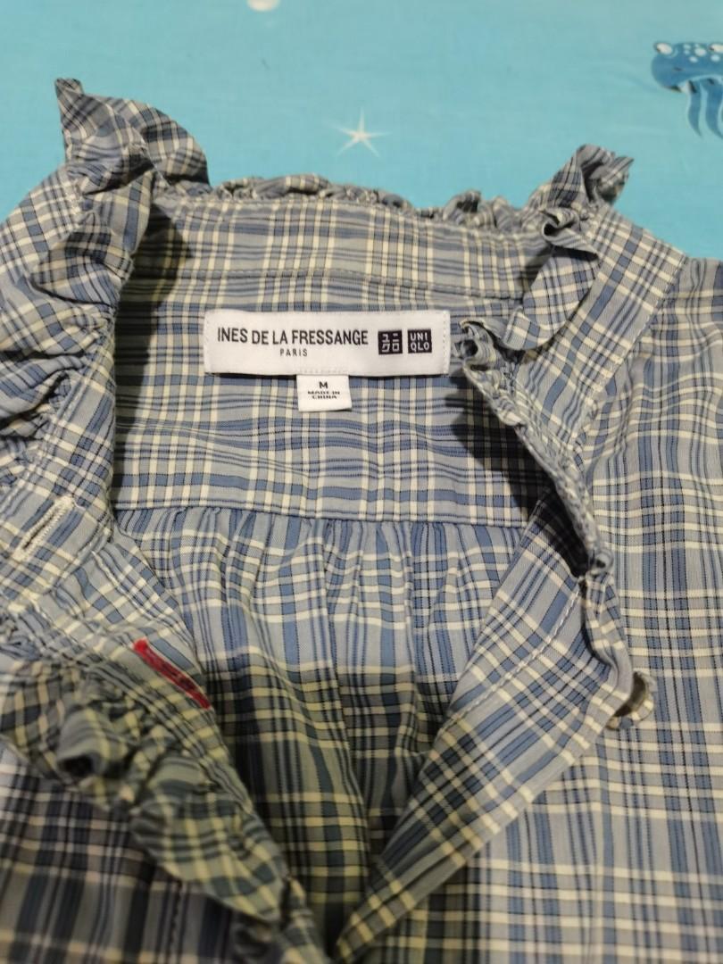 UNIQLO IDLF plaid top (Category: Longsleeves) located in Manila. Submitted by fluer_de_lis (Listing ID 1155655189, Image 2). Description: Very french chic... With dainty ruffle detail on cuff and neckline..