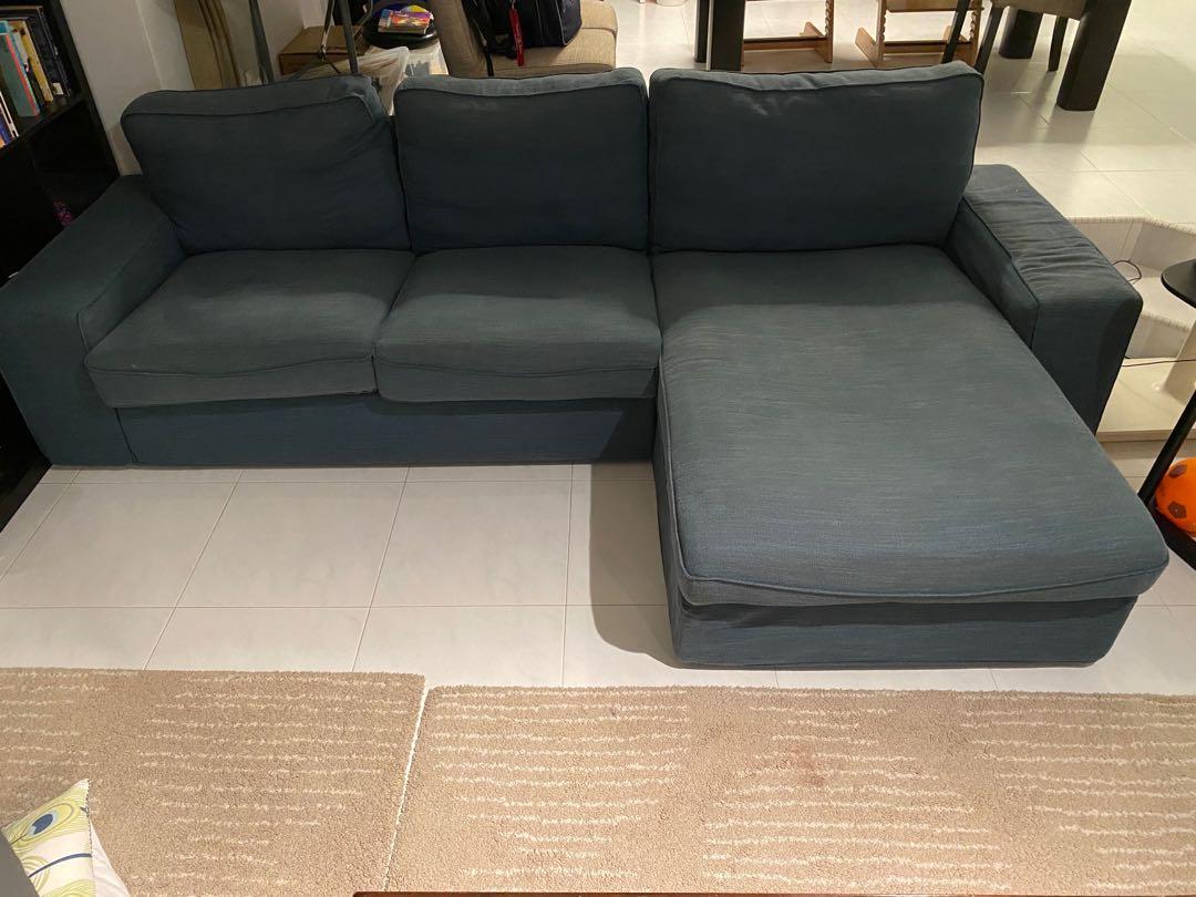 USED Kivik Dark Blue LShaped IKEA Couch, Furniture & Home Living