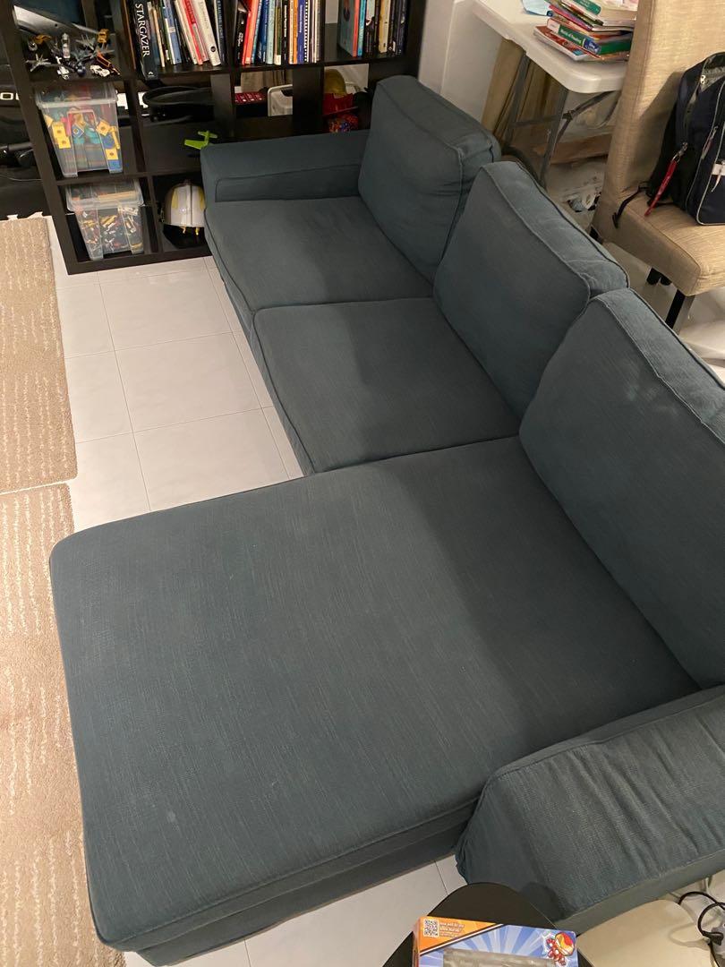USED Kivik Dark Blue LShaped IKEA Couch, Furniture & Home Living