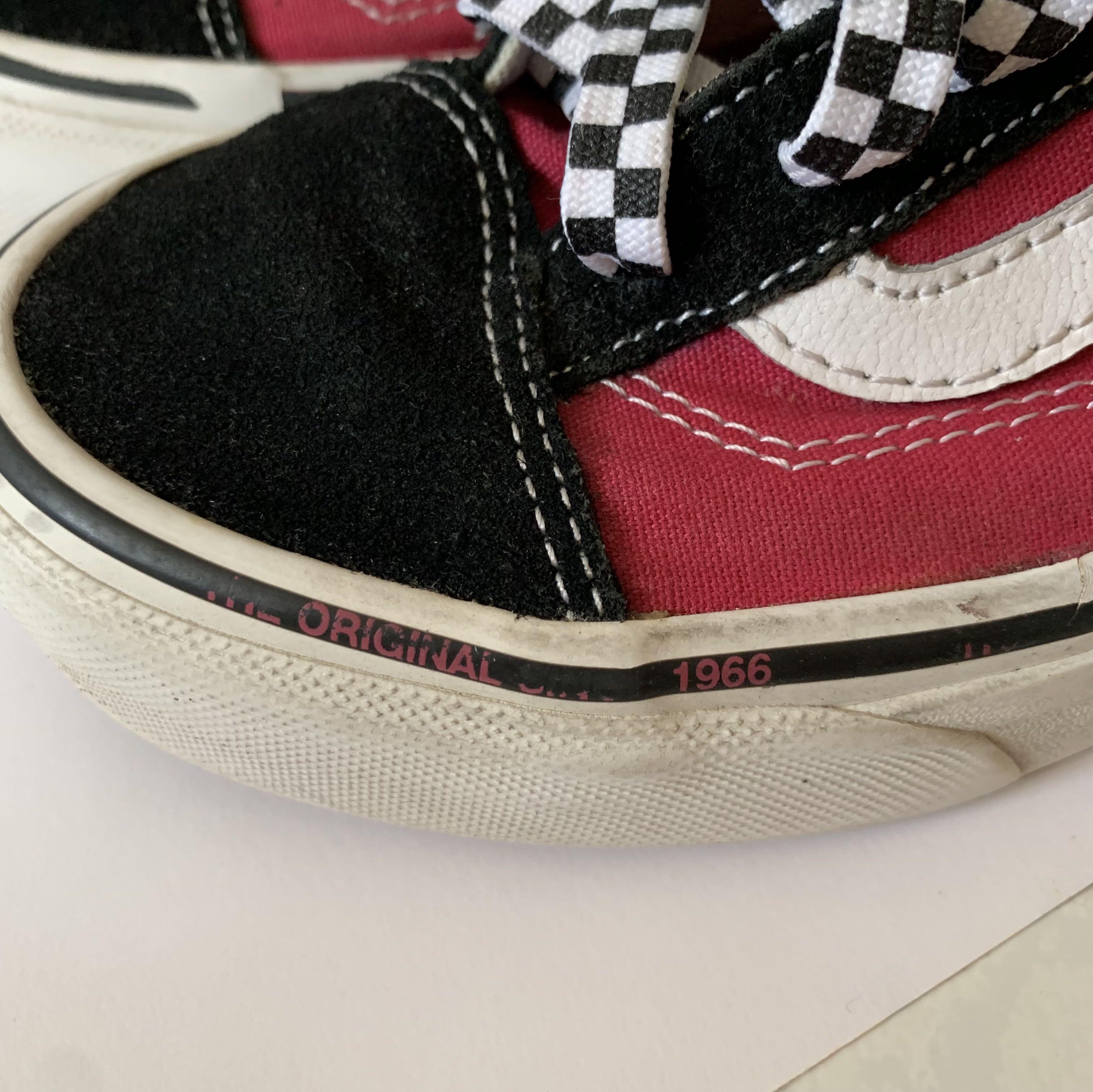 Vans Old Skool Maroon and Black Sneakers Women s Fashion