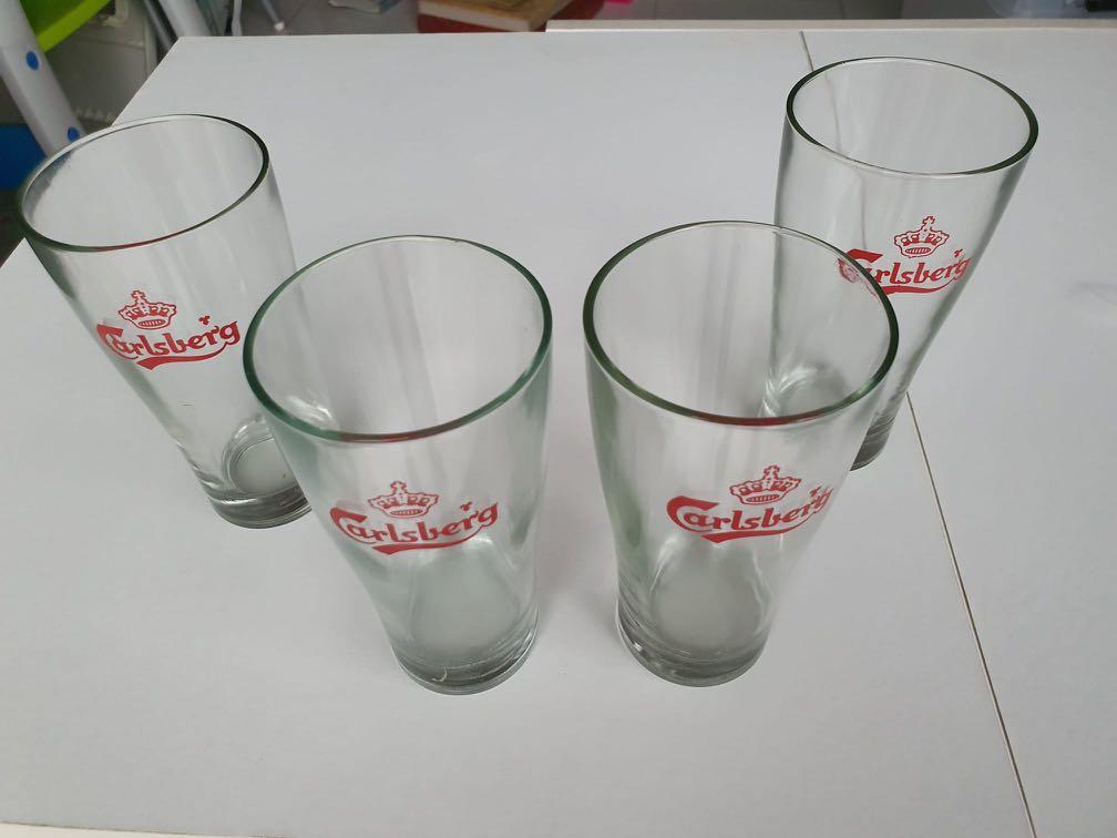 VINTAGE Exclusive Carlsberg Beer Glass Mug Set of 4, Hobbies & Toys