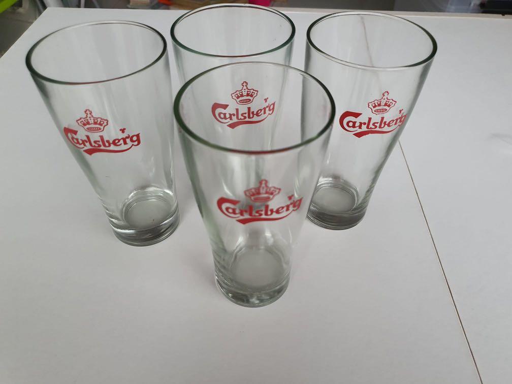 VINTAGE Exclusive Carlsberg Beer Glass Mug Set of 4, Hobbies & Toys
